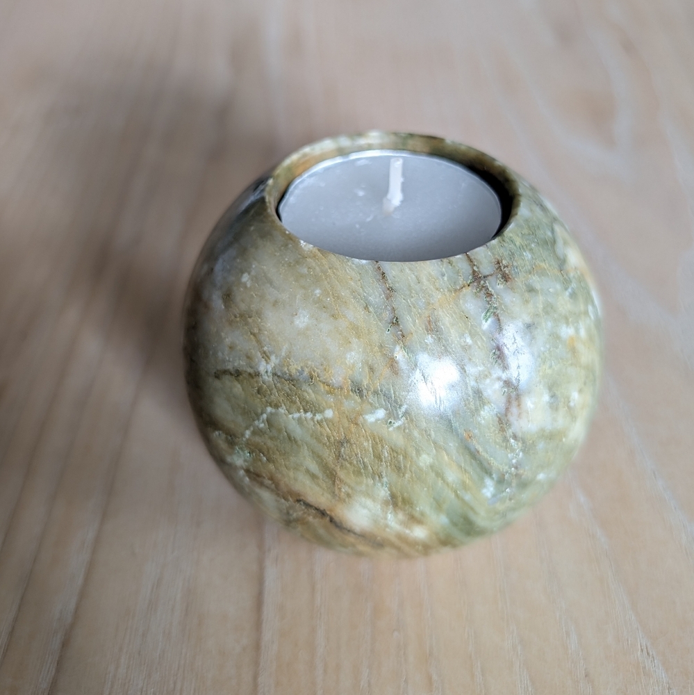 🌱Green Marble Votive Holder